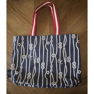 Estee Lauder Large Tote Bag Nautical Blue & White Rope Knots Reusable Travel NEW